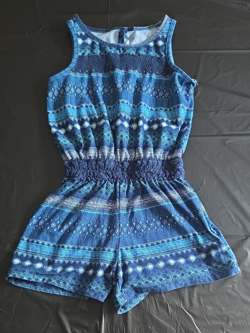 Girls' Navy & Teal Patterned Romper - Brand Unknown